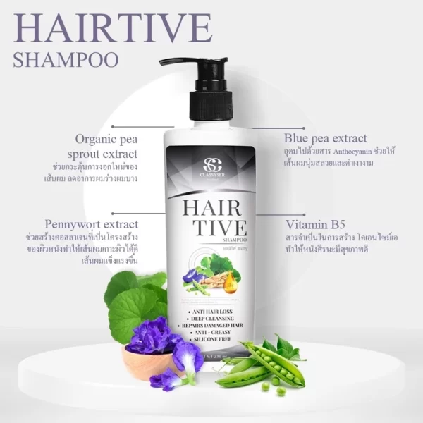 Hairtive Shampoo แชมพูลดผมร่วง,ลดผมบาง,ลดรังแค,บำรุงเส้นผม - Image 3